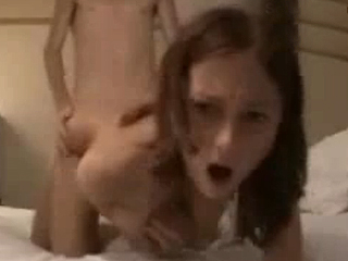 m30 - Brunette girlfriend gives foot job and gets fucked doggy style